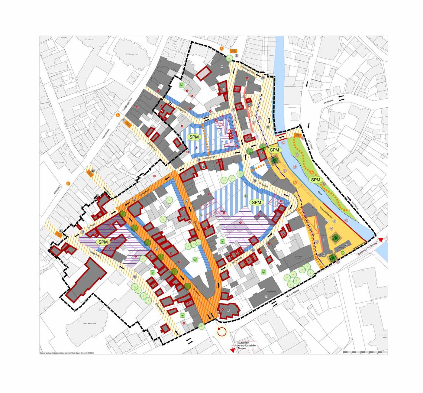 Stadtplan mit markiertem Fördergebiet